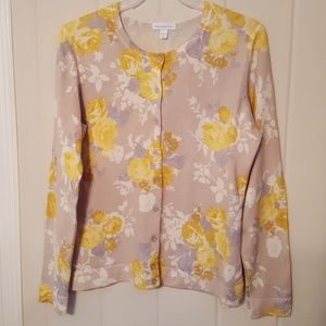 Cardigan, long sleeve sweater, floral pattern